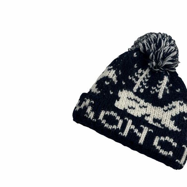 Moncler Blue Thick Wool spell out Beanie