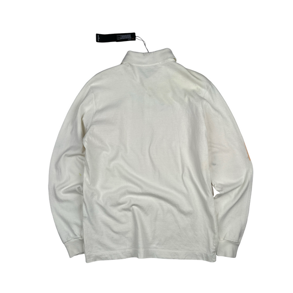 Stone Island 2018 Long Sleeve Thick Cotton Printed Polo Shirt - Large