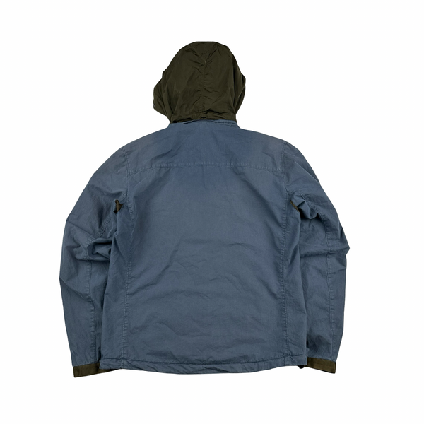 CP Company Blue Brown Pocket Cotton 50 Fili Goggle Overshirt - Small