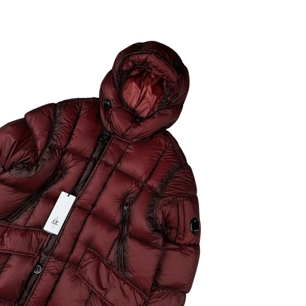 CP Company Burgundy DD Shell Long Parka Down Puffer - Medium