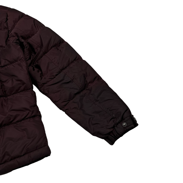 Prada Burgundy Triangle Logo Plaque Zipped Puffer Jacket - Medium