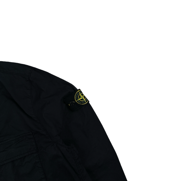 Stone Island 2023 Black Supima Cotton Twill Zipped Overshirt - XL