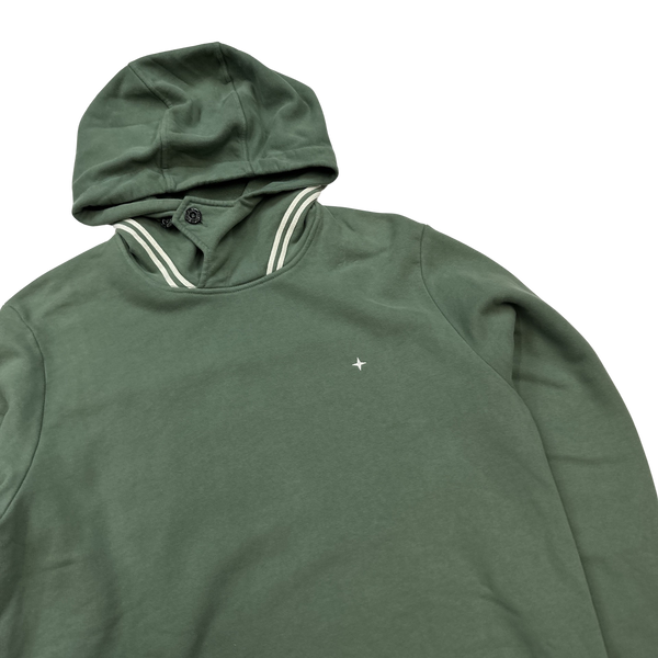 Stone Island Marina Green Cotton Pullover Hoodie - Medium