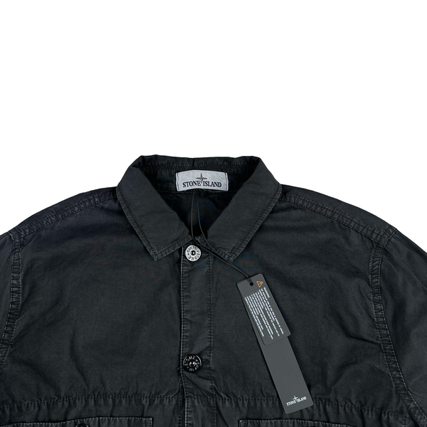 Stone Island 2021 Black Cotton Buttoned Overshirt - Small