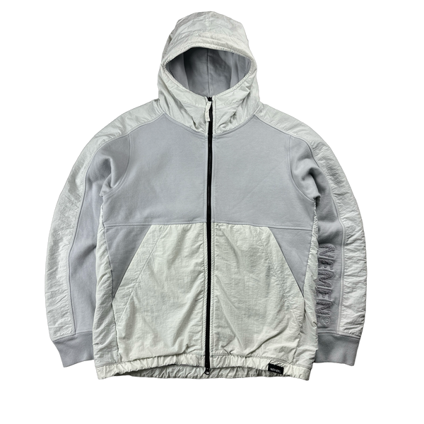 Nemen Ice Blue Zipped Spellout Hoodie Jacket - Medium