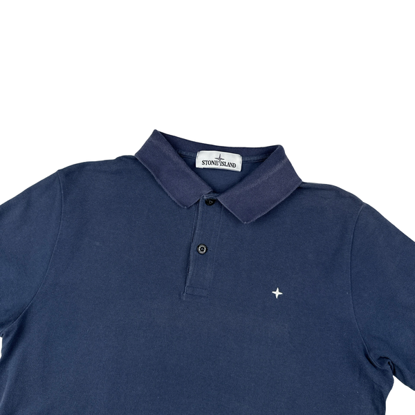 Stone Island Navy Cotton Compass Polo Shirt - Large