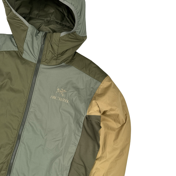 Arcteryx Green/Beige Colour Block Atom LT Hoodie Jacket - Medium