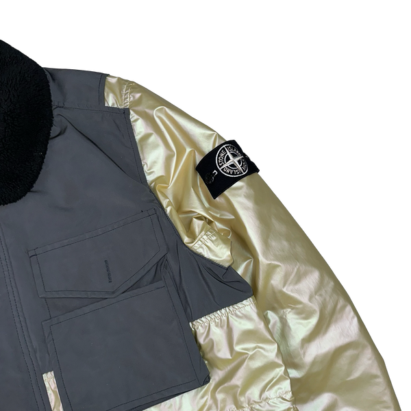 Stone Island 2018 Yellow Iridescent Coating Tela Reflex Mat 3 in 1 Iridescent Reflex Parka Jacket - Small