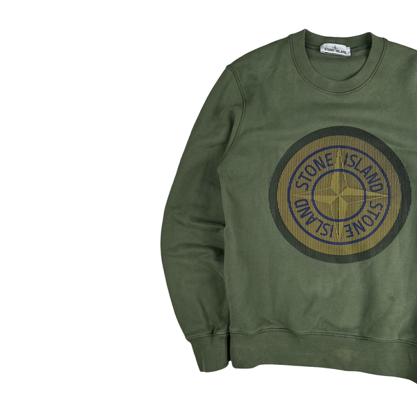 Stone Island 2021 Green 3D Rubber Logo Sweatshirt - Small
