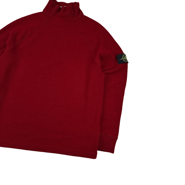 Stone Island Red Wool Blend 2004 Vintage Pullover Jumper - Large