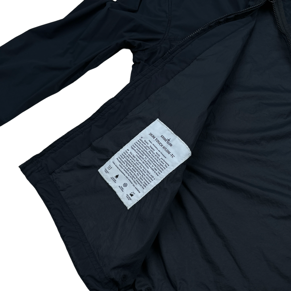 Stone Island 2021 Black Skin Touch Nylon Hooded Jacket - Medium