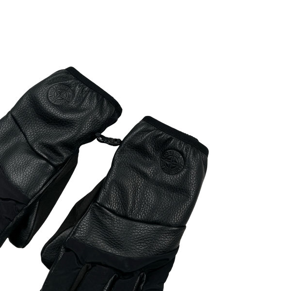 Stone Island Leather Nylon Metal Embossed Compass Gloves