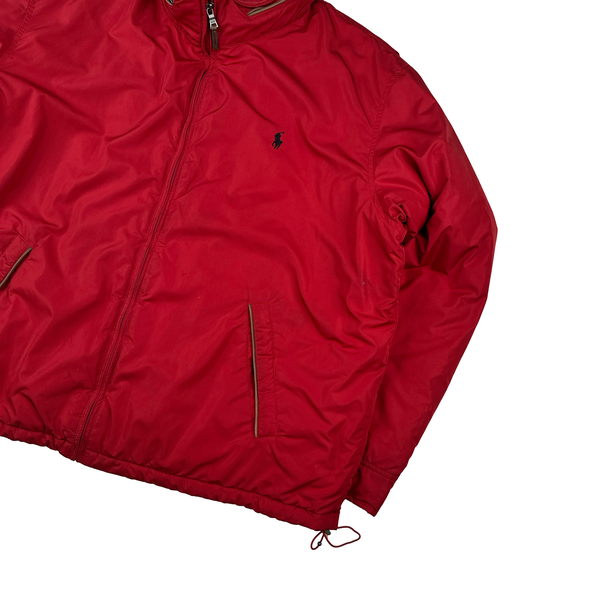 Ralph Lauren Red Cotton Lined Padded High Neck Jacket - XXL