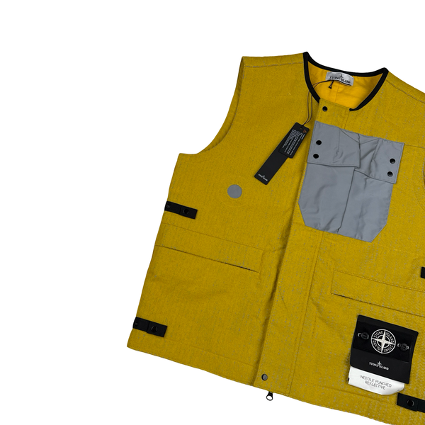 Stone Island 2022 Yellow Needle Punched Reflective Gilet - Large