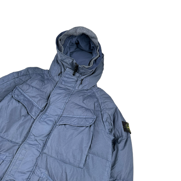 Stone Island 2022 Blue Garment Dyed Crinkle Reps R-NY Down TC Puffer - Small
