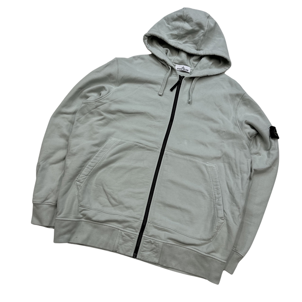 Stone Island 2022 Dove Blue Cotton Zipped Hoodie - 3XL