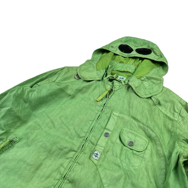 CP Company Green Lino Flax Cotton La Mille Goggle Jacket - XL