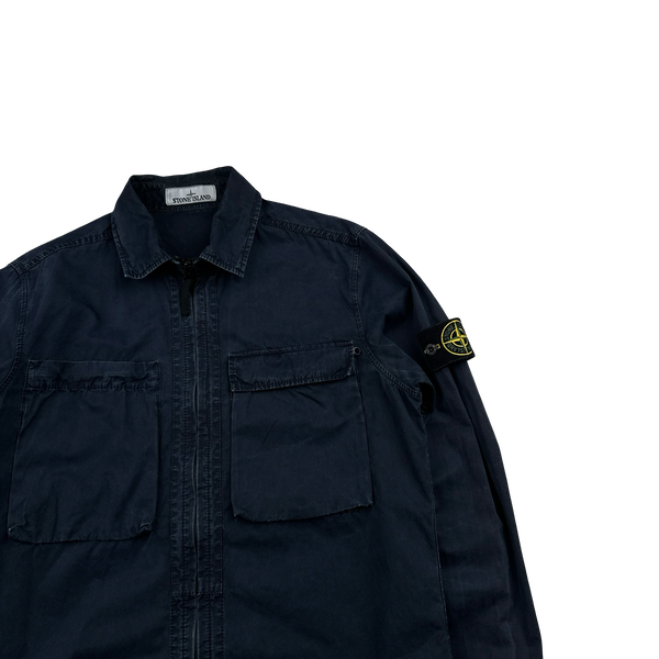 Stone Island 2018 Navy Cotton Zipped Overshirt - Medium