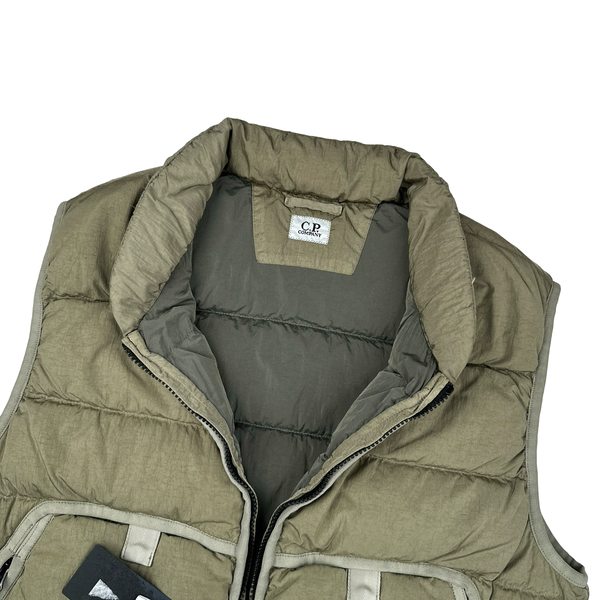 CP Company Khaki ECO CHROME-R Down Filled Puffer Gilet Jacket - Medium