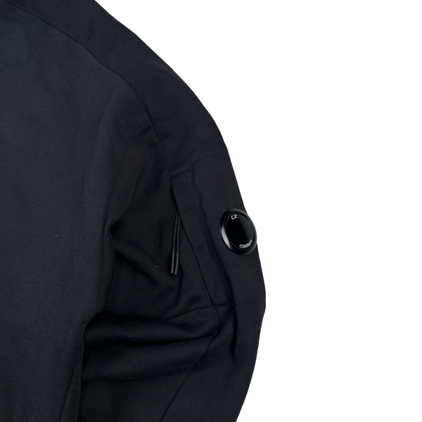CP Company Cotton Lens View Quarter Zip Black Jumper - XXL