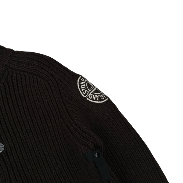 Stone Island 2005 Heavyweight Wool Knit Spellout Cardigan - XL