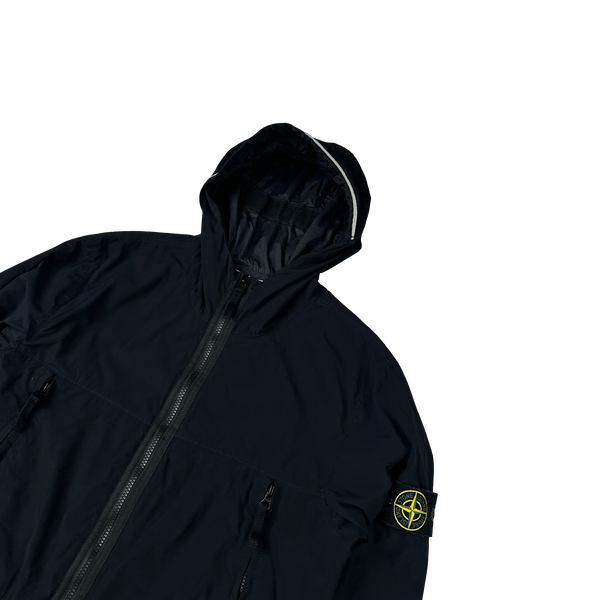 Stone Island 2021 Black Skin Touch Nylon Hooded Jacket - Small