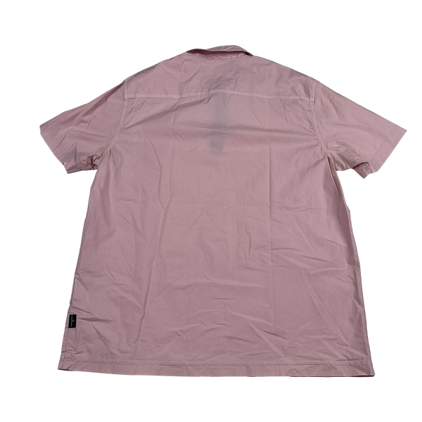 Stone Island 2017 Pink Cotton Short Sleeve Quarter Zip Overshirt - XL