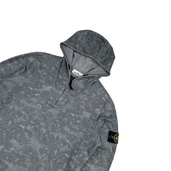 Stone Island 2015 Grey Cotton Marl Quarter Zipped Hoodie - Medium