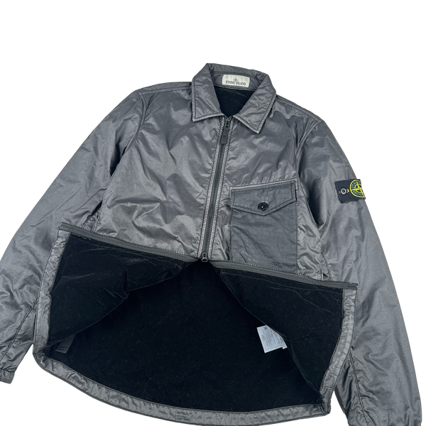 Stone Island 2020 Black Lamy Flock Zipped Overshirt - Small