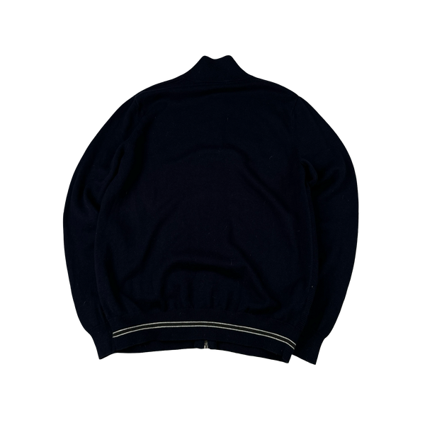 Fred Perry Navy Zipped High Neck Knit - Large
