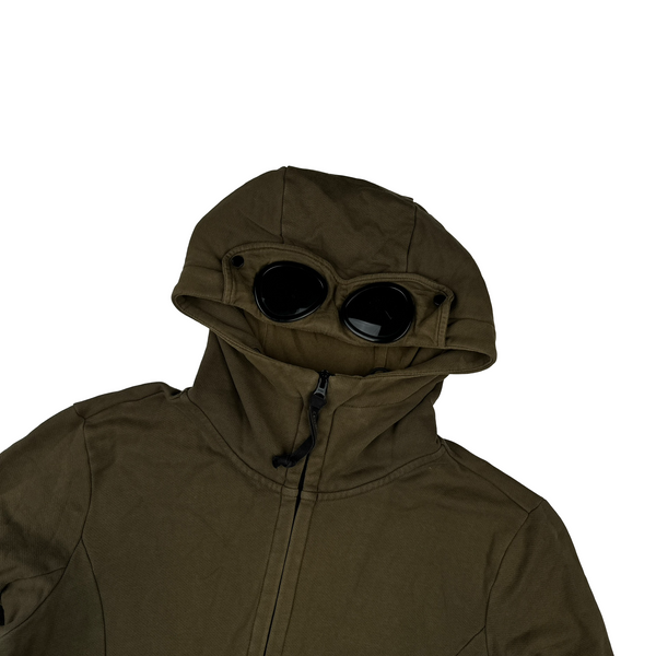 CP Company Khaki Goggle Cotton Zip Up Hoodie - Medium