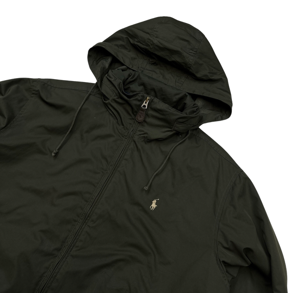 Ralph Lauren Dark Green Fleece Lined Windbreaker Jacket - Medium