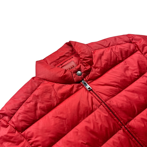 Prada Red Zipped Triangle Logo Puffer Jacket - Medium