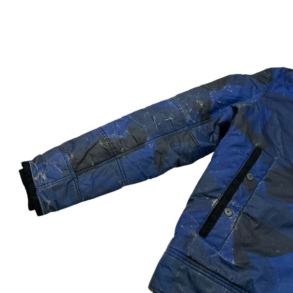 Stone Island 2012 Blue Fleece Lined Camo Reflective Jacket - Large