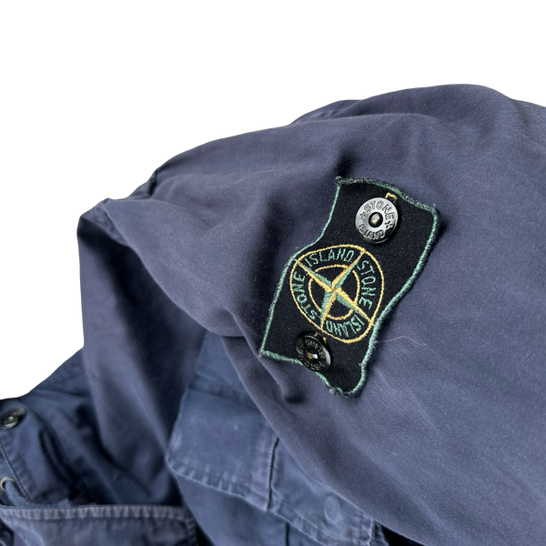 Stone Island Vintage 1980’s Navy Raso Gommato Hooded Jacket - XL