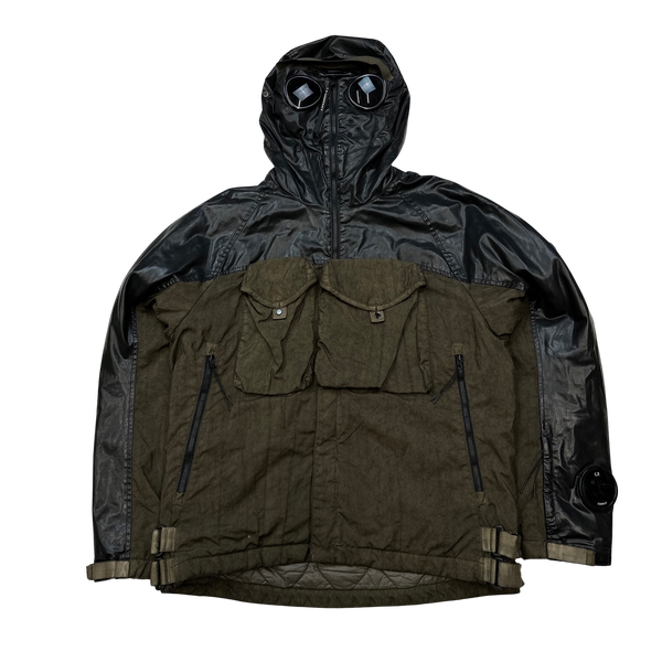 CP Company Brown Quilted Lined Goretex Paneled Goggle Jacket - Medium