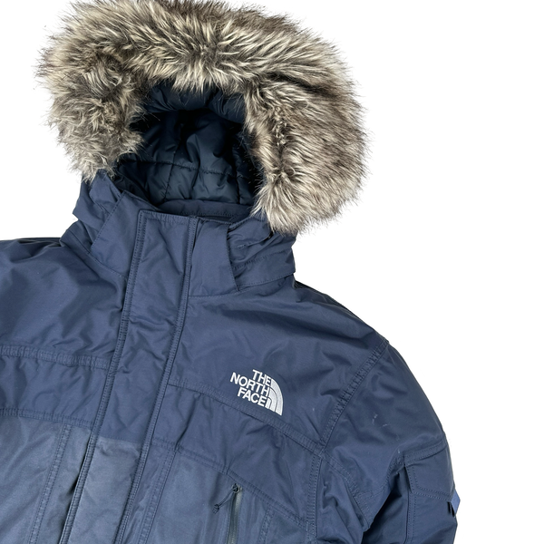 North Face Navy Hyvent McMurdo Down Filled Long Parka Jacket - Large