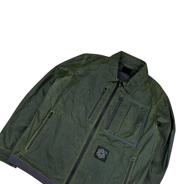 Plurimus Green Reflective Rubber Coated Zipped Overshirt - Large