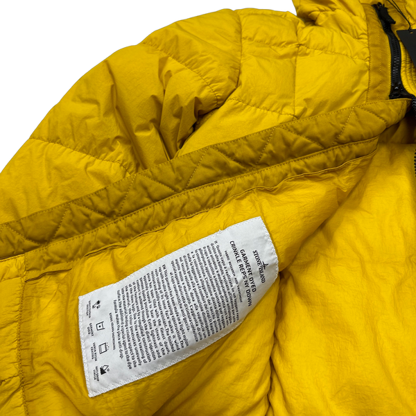 Stone Island 2018 Yellow Down Filled Crinkle Puffer Jacket - Small