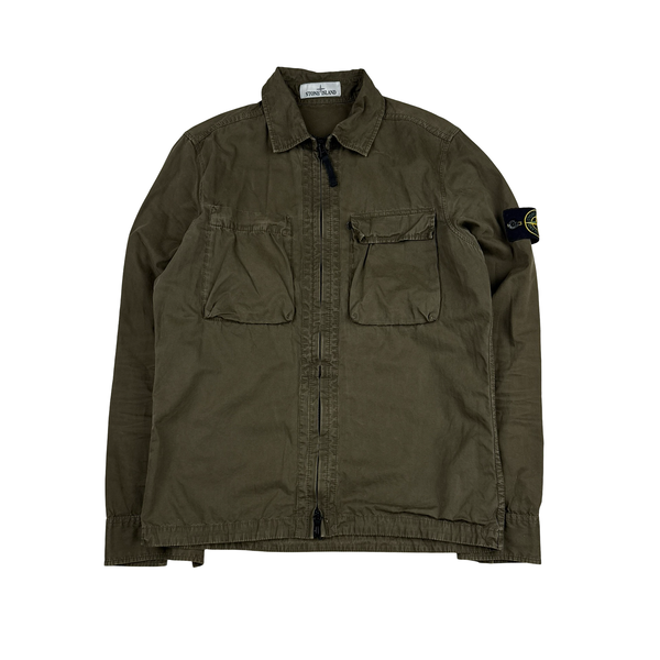 Stone Island 2018 Khaki Cotton Zipped Overshirt - Small