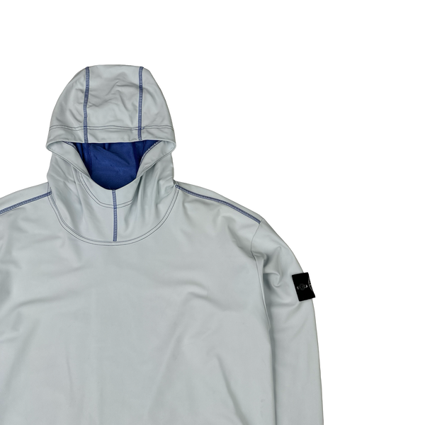 Stone Island 2019 Blue Plated Reflective Hooded Pullover - Large