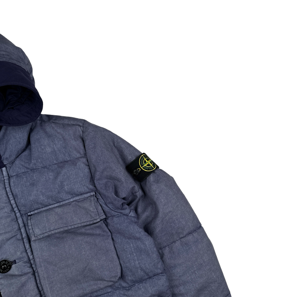 Stone Island Purple Lino Resinato Down-TC Puffer Jacket - Small