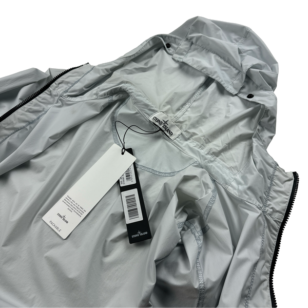 Stone Island 2020 Light Blue Skin Touch Nylon Hooded Jacket - Small