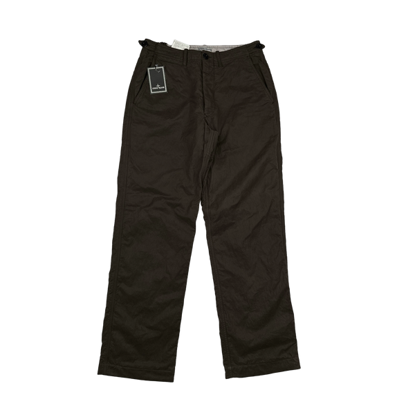Stone Island 2005 Brown Cotton Blend Belt Patch Trousers - 30"