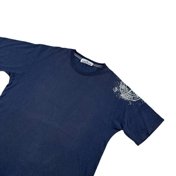 Stone Island 2017 Navy Arm Compass Graphic Logo T Shirt - Medium