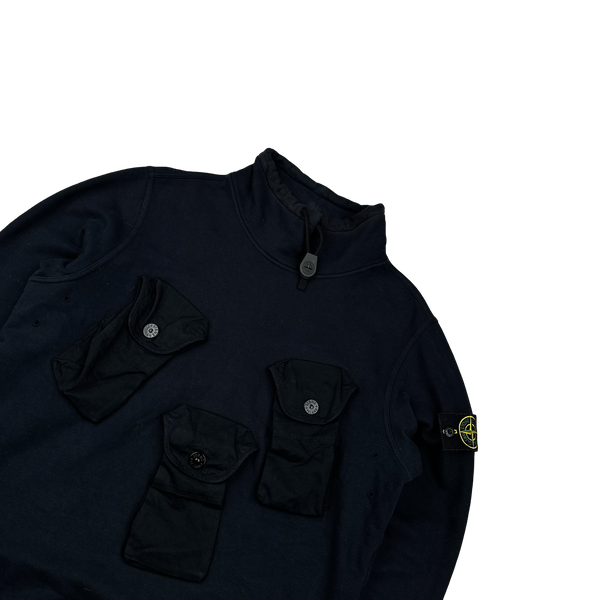 Stone Island 2021 Navy Chest Cargo Pocket Pullover Jumper - Medium
