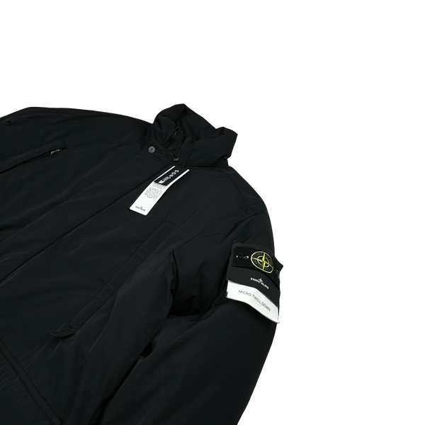 Stone Island 2022 Black Micro Twill Down Long Padded Jacket - Large