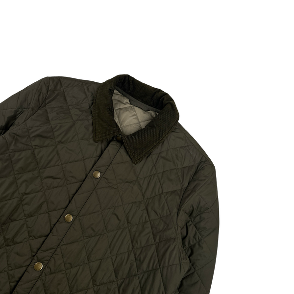 Barbour Khaki Diamond Quilted Shooting Jacket - Medium