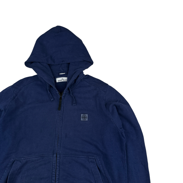 Stone Island 2014 Navy Zipped Patch Hoodie - 3XL