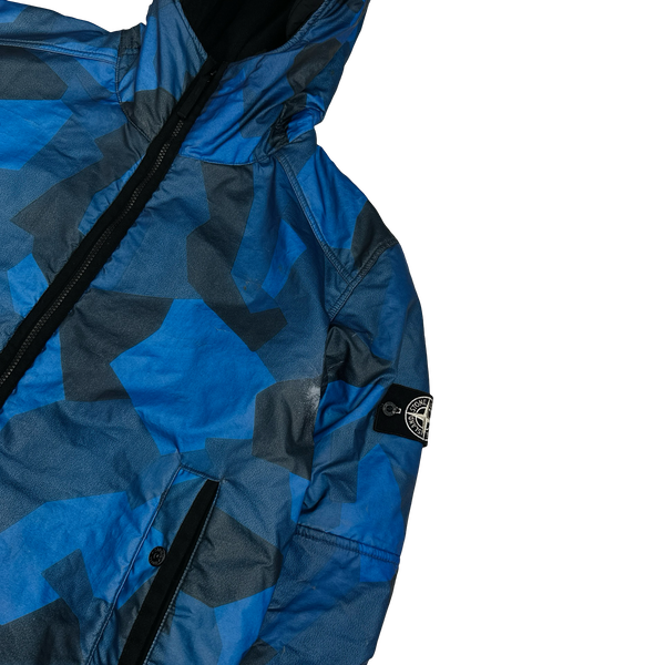 Stone Island 2012 Blue Fleece Lined 30th Anni Camo Reflective Jacket - XXL